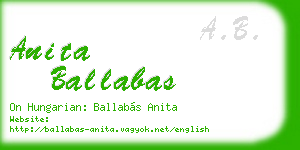 anita ballabas business card